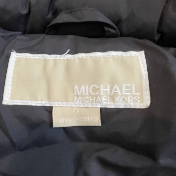 NWT Michael Kors Faux Fur Hooded Coat MK Logo Brown Down Jacket Charcoal - PS - Picture 10 of 16